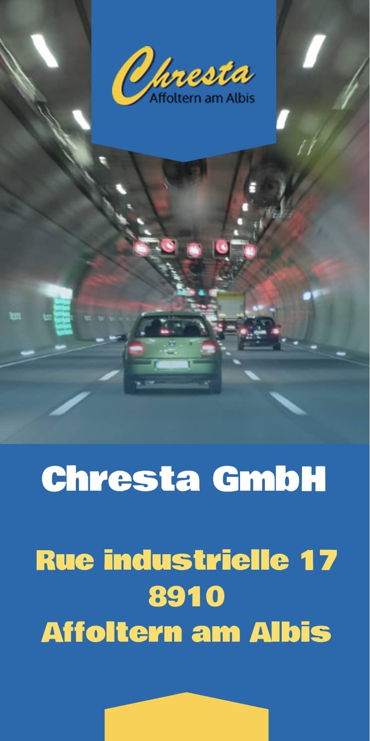 Publicité pour Chresta GmbH, tunnel routier